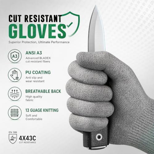 Comix A3 Cut Resistant Work Gloves for Men & Women, 6 Pairs, PU Coated Grip - size: Large
