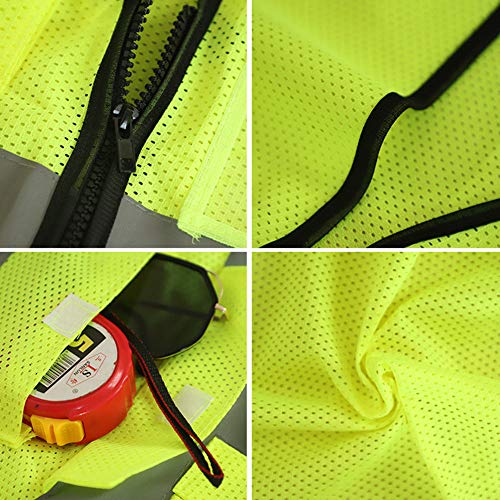 XIAKE Reflective Safety Vest for Men & Women High Visibility Class 2 Vest with Pockets Meets ANSI Standards - color: Yellow Mesh - B525, size: 3X-Large