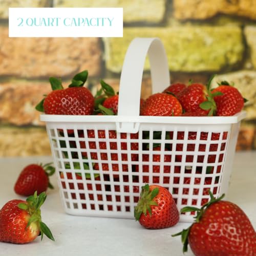 12 Pack – Small Plastic Basket with Handle for Produce Display, Harvesting Fruits and Vegetables, Party Décor, or Organization