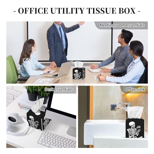 Roses Skeleton Skull Square Tissue Boxes Cover 5.2"x5.2"x5.2" for Bathroom Home - color: Roses Skeleton Skull