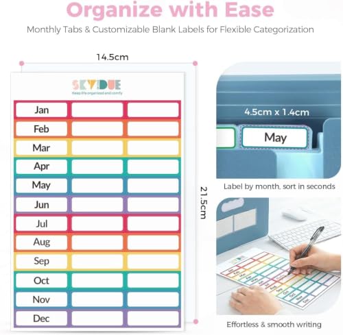 SKYDUE Accordion File Organizer, Expanding File Folder with 13 Pockets, Portable Document Paper Bill Receipt Organizer, Home School Office Supplies, Letter A4 Size Haze Blue - color: Haze Blue
