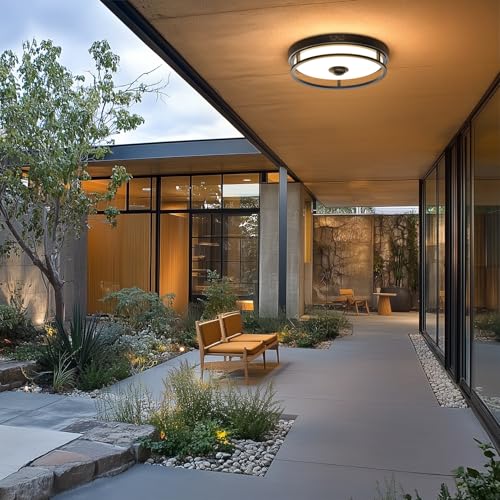 12 Inch LED Motion Sensor Outdoor Ceiling Light for Porch, Black - color: Black, size: 1 Pack
