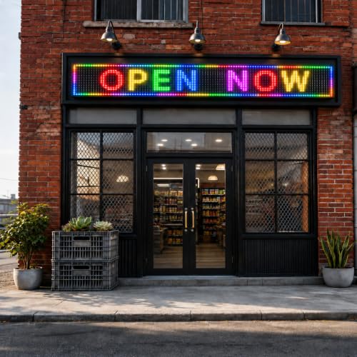 Programmable LED Sign for Business, 77x14 in P10 Outdoor Scrolling Sign - size: P10 77*14 INCH