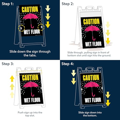 Caution Wet Floor Umbrella Folding Floor Sign, 18x24 Inches, Portable A Frame, Made in USA by My Sign Center - size: 18x24 Plastic