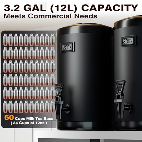 Insulated Beverage Dispenser-NON HEATING-75 Cup Cold Drink Beverage for Catering-Stainless Steel Iced Beverage Dispenser 12 L/3.2 Gallon Coffee Dispenser with Spigot for Tea,Juice (black)