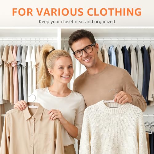 Yolife Plastic Clothes Hangers 10 Pack with Non-Slip Pads, 17.5" L × 8.3" H Heavy Duty Hanger with 360° Swivel Metal Hook, Slim Space Saving Hangers for Closet Organizer, White & Gray - color: White & Gray