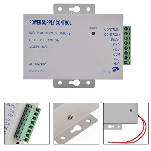 Door Lock Power Supply, Reliable 12V 3A 30W Output for Electric Locks with Adjustable Delay and Wall Mounting Design Ideal for Access Control Systems