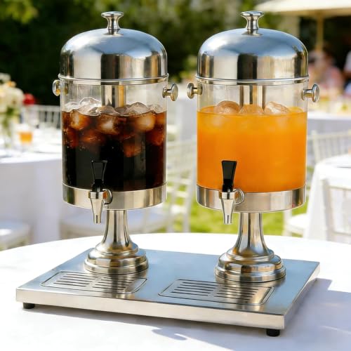 4.4 Gallon Iced Beverage Dispenser, Stainless Steel Water Jar with Stand - size: 4.4 Gallon