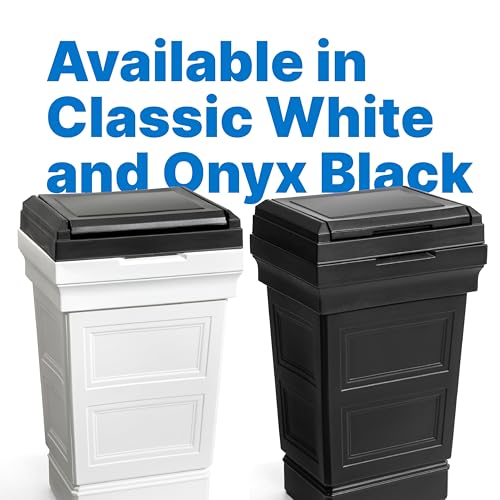 Step2 Atherton Large Garbage Container, Indoor/Outdoor Trash Can with Lid, Weather Resistant, Made of Durable Plastic, Weather-Resistant, Onyx Black - color: Onyx Black