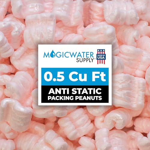 Magicwater Supply - .5 Cu Ft - Pink Packing Peanuts - Anti-Static S Shaped Cushion for Shipping, Void Filling & Storage - Protect Your Goods (Pack of 2) - size: 1/2 Cu Ft (Pack of 2)