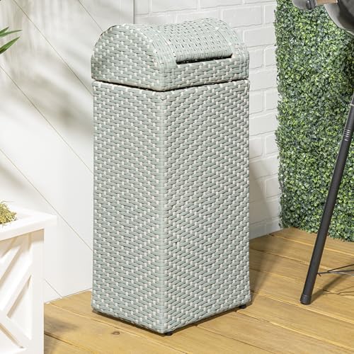 happimess Darla 13 Gal Outdoor Trash Can Swing Top, Mint Blue/White - color: Mint Blue/White, size: 13 Gallons