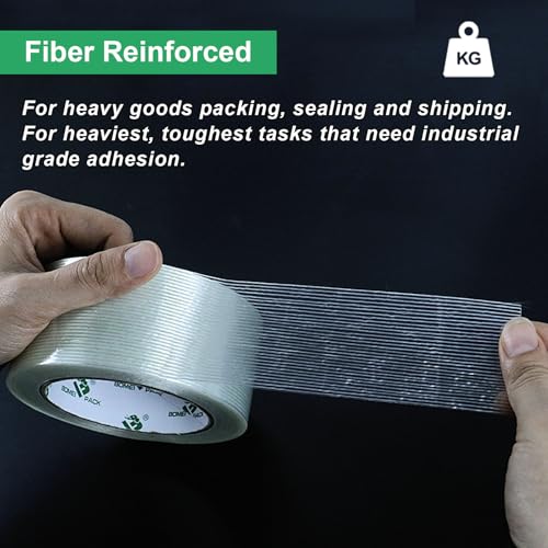 BOMEI PACK 36PACK Reinforced Packing Tape, 5.5Mil 2Inx 55Yds, Heavy Duty Filament Strapping Tape 2inch for Packing Shipping, Moving and Storage, Total 1980yds - size: 36Rolls (2inch x 55yds)