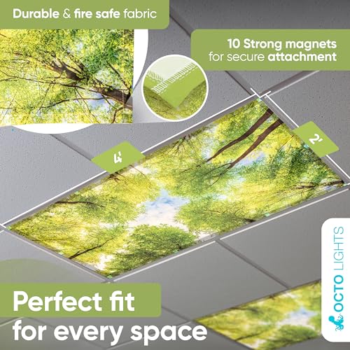 Fluorescent Light Covers for Ceiling Lights Classroom Magnetic Tree 4pk - color: Forest Trees