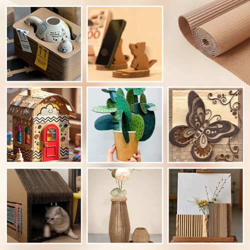 OLYCRAFT Corrugated Cardboard Rolls 16x79 Inch Singleface Corrugated Paper Roll Shipping Protection Roll Large Corrugateds Wrap Paper Sheet Packaging Wrap Cardboard for Moving Protecting Fragile Items - size: 16x79 Inch