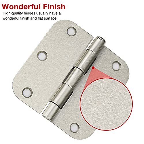 18 Pack Brushed Nickel Interior Door Hinges 3.5 Inch Rounded Corners - color: Satin Nickel, size: 18 Pack
