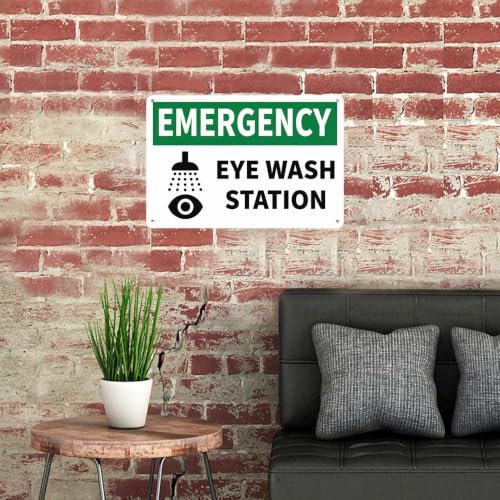 Emergency Eye Wash Station Metal Sign Wall Marker 12x8in