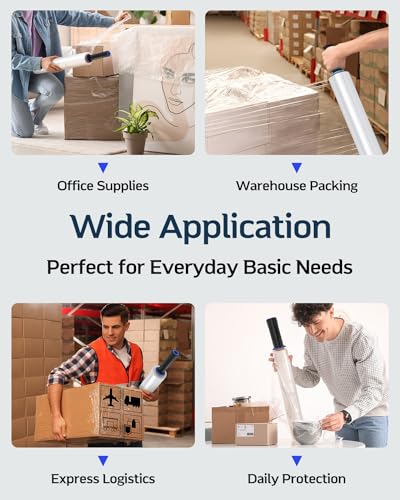 FugaCity Stretch Wrap Film-15 in 1000 FT 60 Gauge (1 Roll with Handles) Shrink Wrap for Furniture Wrapping Shipping, Moving Supplies Clear Plastic Wrap, Heavy Duty Industrial Strength,500% Stretch - size: 1 Pack(with Handles)