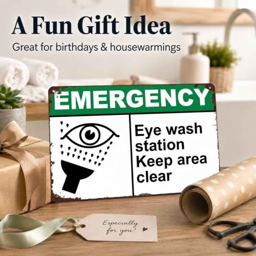 Emergency Eye Wash Station Keep Area Clear Metal Sign 8 x 12 Inch