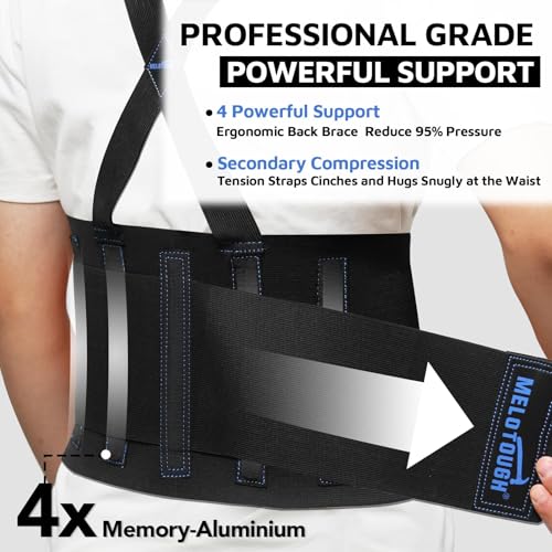 MELOTOUGH Work Back Brace for Men Lower Back,Back Brace for Work Lifting,Shoulder Straps Construction, Warehouse S/M,Christmas Gifts for Men - size: X-Small