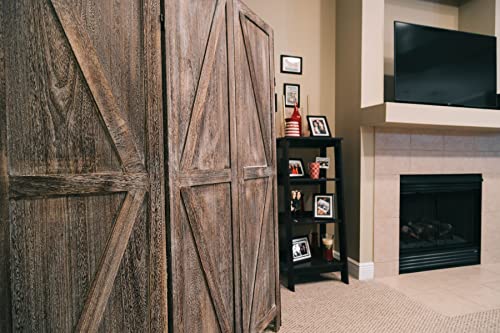 Premium Home 6-Panel Room Divider, Rustic Brown Barn Door K-Pattern Screen - color: Barnwood Brown - K Pattern - 6 Panel