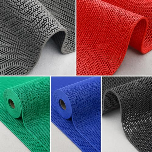 Drainage Non Slip Flooring Mats Swimming Pool Bathroom Anti-Fatigue Rubber Matting 3x10 Ft Heavy Duty Commercial Anti Slip Floor Mats for Garage Restaurant Sauna SPA,Gray/Grey,0.9×3M - color: Gray/Grey