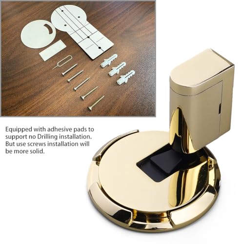 Windproof Door Stopper, Heavy Duty Doorstops, Height Adjustable Mechanical Door Catch Holder Keep Door Open, No Drilling with Screws and Adhesive, 1Pack, Gold - color: Gold
