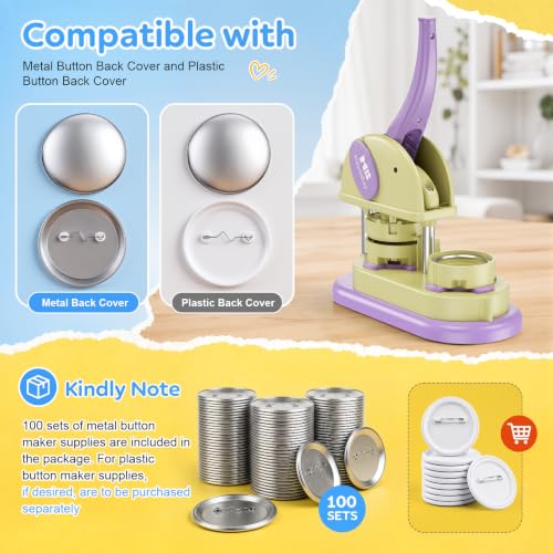 Elephant Button Maker Machine 3 Sizes, DIY Pin Maker Machine 1+1.25+2.25 inch, Interchangeable Button-Models Badge Button Press Machine with 300 Sets 25+32+58mm Button Maker Supplies 2026 New - color: Purple 1+1.25+2.25 inch