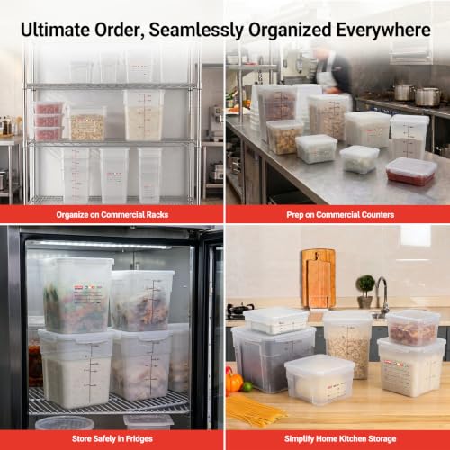 2 Pack 4 QT Airtight Commercial Food Storage Containers, BPA-Free Translucent Polypropylene, Built-In Labeling Area, Stackable for Coffee Beans & Dry Goods, Shallow Model - size: 2 X 4.0(QT)-Shallow