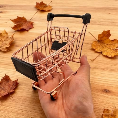 2 Pcs Mini Metal Shopping Cart, Mini Shopping Grocery Cart Supermarket Handcart Trolley Handcart Model Desktop Decor