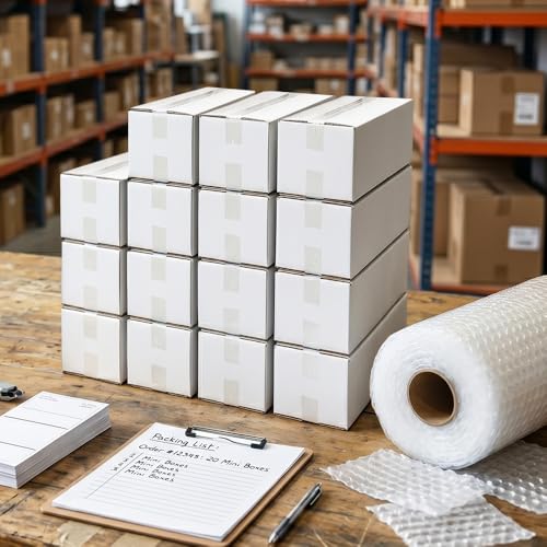 30 Pack Small Shipping Boxes 6x4x4 Inches for Gifts, Party Favors, Jewelry, Crafts, Retail, Business, E-commerce, Moving, DIY Packaging, White Corrugated Cardboard Boxes Mailer