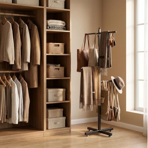 BreezeHug 42-48 Inch Adjustable Height Shopping Bag Rack Heavy Duty T-Shaped Grocery Bag Metal Holder for Retail Stores Large Tote Display Malls Vendor Boutique Trade - style: Four-arm