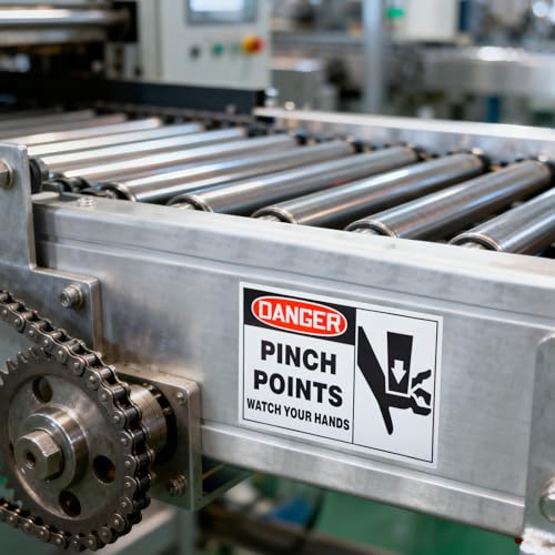 30 Pcs Danger Pinch Point Watch Your Hands Stickers, 3.5" x 5"