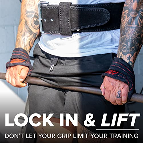 SERIOUS STEEL FITNESS Red Figure 8 Lifting Straps | Deadlift & Strongman Axle Straps - 3 Sizes - color: Black, size: (80 CM - Axle Bars)