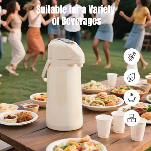 PARACITY Coffee Dispenser with Pump, Airpot Coffee Carafe, 84.5 oz, White - color: White
