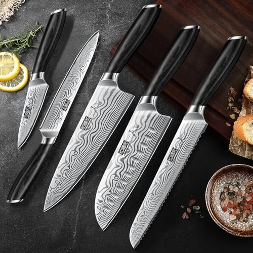 HOSHANHO 5 Pieces Knife Set, High Carbon Powder Steel Forged Chef Knife Set - size: 5 Pieces Knife Set