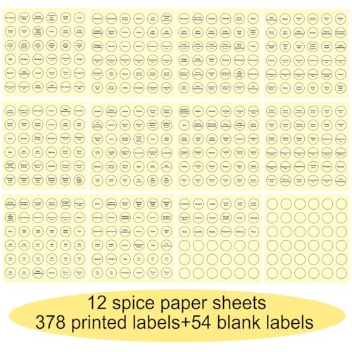 Spice Labels, 432Pcs Spice Labels Stickers 1.4in Waterproof Adhesive Round Preprinted Spice with Blank Label Black Tear Resistant Sticker for Kitchen Jars Caps Food Containers Organizers - color: T Black