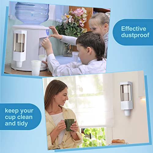 Chengu 2 Pcs Wall Mounted Bathroom Cup Dispenser for 3-5 oz Cups, White - color: White