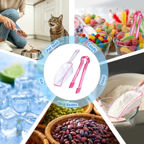 12 Pcs Plastic Ice Tongs and Scoops, Candy Scoops for Buffet, Pink - color: Pink