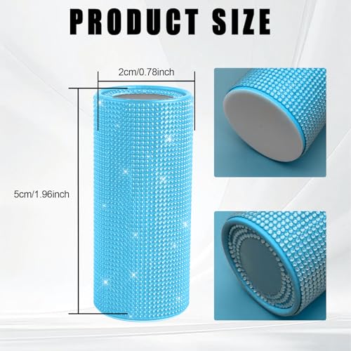 Bling Car Tissue Holder for Cup Holder, Car Organizer, Sparkly Diamond Automotive Interior Tissue Cylinder Storage Box, Cylinder Tissue Dispenser for Cars Decor Universal for Most Cars (Blue) - color: Blue