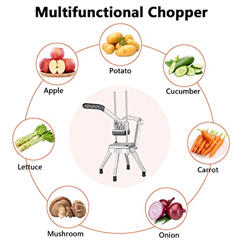ROVSUN Commercial Vegetable Chopper French Fry Cutter Potato Slicer Fruit Chopper, Super Value Set of Suction Feet, 1/2'', 3/8'', 1/4'', 8-Wedge Blades and Pusher Blocks for Restaurant, Home & Kitchen - size: Lever Style