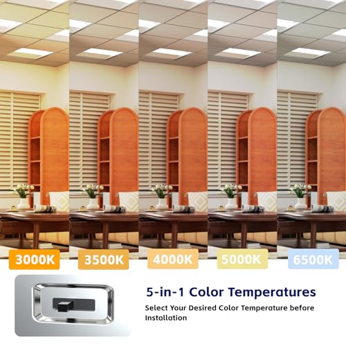 20Pack 2x4 FT LED Center Basket Troffer Light, 5CCT Color Tunable 3000/3500/4000/5000/6500K, Watt Adjustable 72W/60/50/40/30W, 0-10V Dimmable Drop Ceiling Lights, 120-277V-ETL Qualified - size: 2X4 20Pack