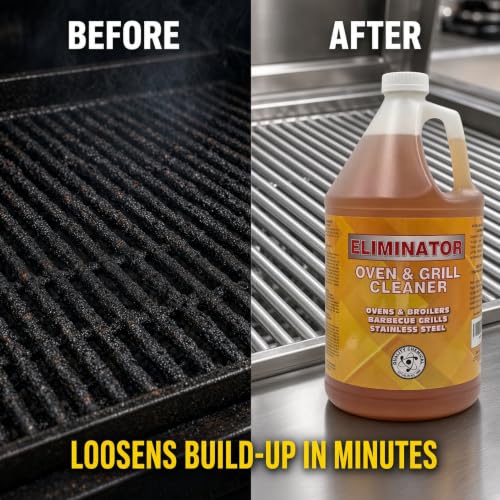 Quality Chemical Eliminator Oven & Grill Cleaner | Loosens Grease Fat Build-Up | Ovens Broilers BBQ Grills Hoods Stoves Fryers Stainless Steel | Ready to Use Soak 5-10 Min Rinse 128 oz (Combo)