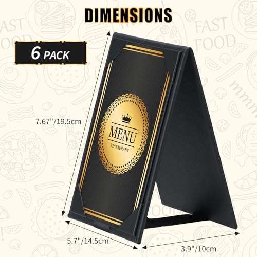 PU Leatherette Table Tents, 6Pcs Double-Sided Menu Holders 5 x 7" - size: 6 Pack, 5" x 7"