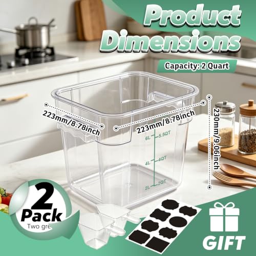 2 Pack 8QT Commercial Clear Food Storage Containers with Lid, NSF - color: Green, size: 8Qt-2 Pack