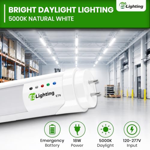 E2 Lighting 4ft T8 LED Bulbs, 18W LED Fluorescent Tube Replacement - color: 5000k, size: 4 Feet