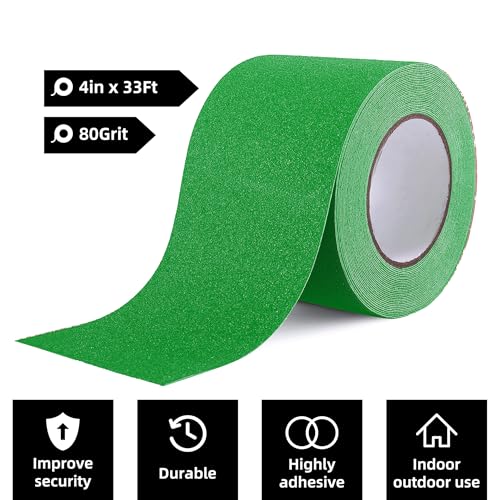 Reniteco 4" x33Ft Anti Slip Tape Green Heavy Duty Grip 1PC - color: 11-Green, size: 4in x 33Ft
