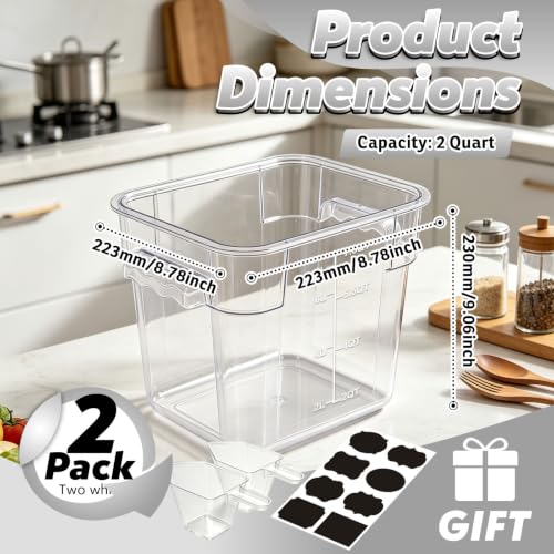 2 Pack 8QT Commercial Clear Food Storage Containers with Lid, NSF - color: White, size: 8Qt-2 Pack