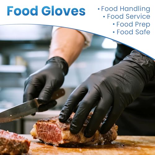 Borje Nitrile Gloves Small, 100 Count Disposable Gloves, Black, Latex-Free Powder-Free, Medical Exam, Food Safe, Cleaning, Cooking - color: Black, size: Small