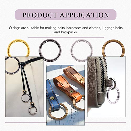 Swpeet 60Pcs Heavy Duty 1 Inch / 25mm Metal O Ring, Webbing Belts Buckle Metal Rings for for Belt Bags DIY Accessories Keychains Belts and Dog Leash - Sliver, Bronze, Gold, Gun-Black (Metal O Ring) - style: Metal O Ring
