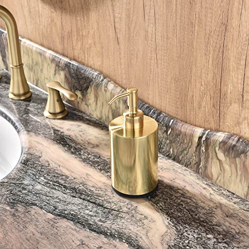 Stainless Steel Refillable Soap Dispenser - 15oz Bottle, Anti-Rust Gold, Kitchen & Bathroom Use